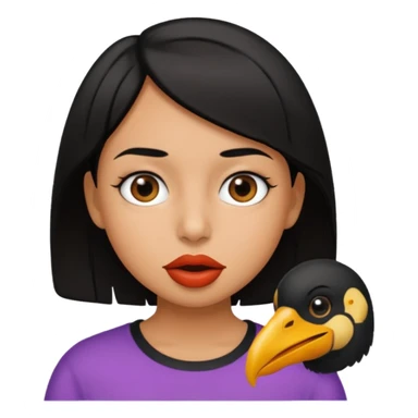 Niña con pelo corto negro con un pico en la boca  sticker