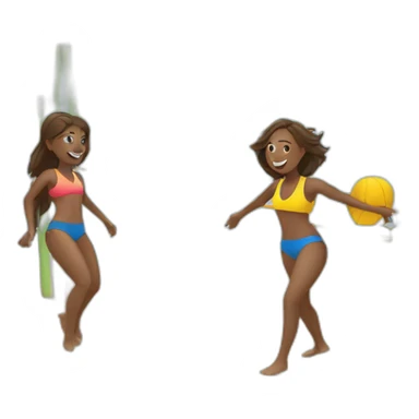 2 girls playing beach volley sticker