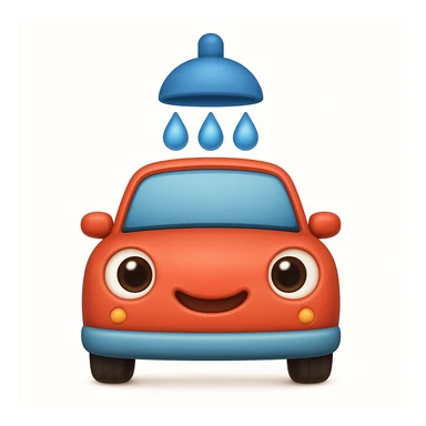 Convert this car wash icon to an Apple emoji style, keeping the main elements but making it even cuter and more expressive like an Apple emoji. sticker