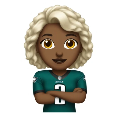 Missy wearing eagles Jeresy sticker