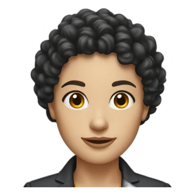 alyson our boss with dark curly hair sticker