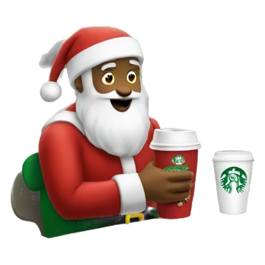 Santa Claus drinking Starbucks sticker