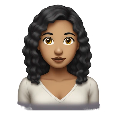A teen Latina girl with straight to wavy black hair and black eyes, pretty, mixed race skin sticker