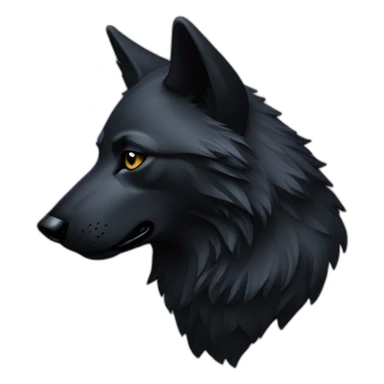 simple black wolf head in profile looking to right, no body, ear pierced ring, loo sticker