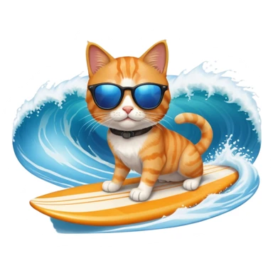 cat with sunglasses surfing a wave sticker