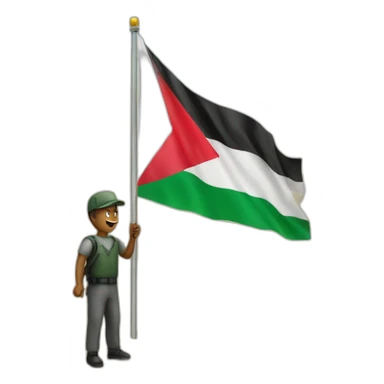 A man raises the flag of Palestine  sticker