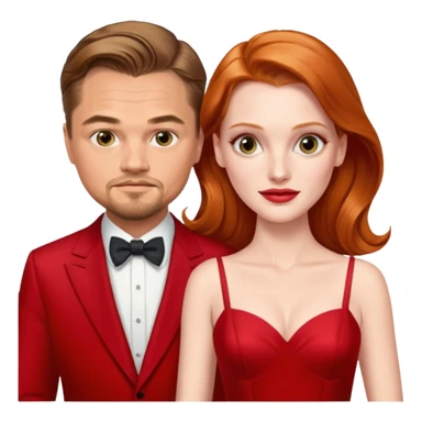 leonardo di caprio and Jessica Chastain in a red dress sticker