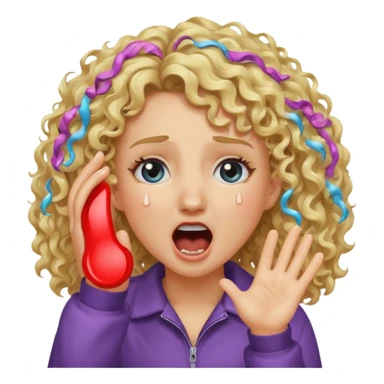 Emoji di ragazza bionda riccia che urla e mette una mano in faccia sticker