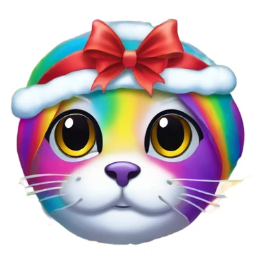 Lisa frank rainbow seal with Christmas holly  sticker