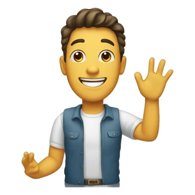 happy man waving sticker