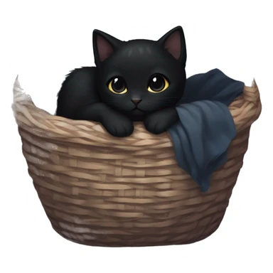 Black Kitten curled up in a basket dark academia aesthetic sticker