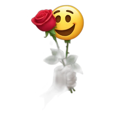 Happy emoji holding rose in hand  sticker