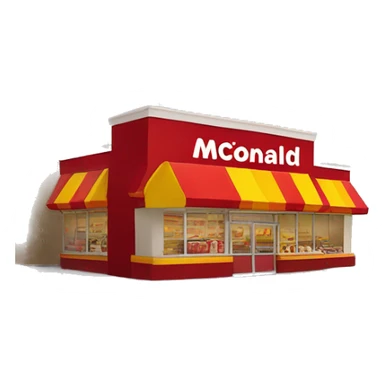 “McDonald’s store with the iconic golden arches, a red and yellow color scheme, and a simple, recognizable design that captures the essence of a fast food restaurant.” sticker