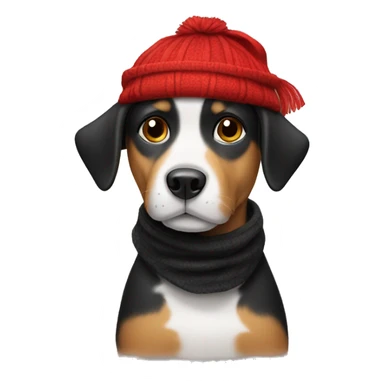 dog with red scarf and black cap sticker