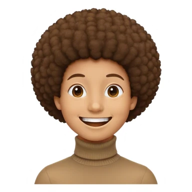 Standard smiley emoji with a small fro and turtleneck sticker