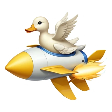 A duck on a rocket flies into space  sticker