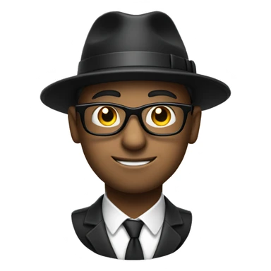 A white man with a black hat and black glasses carrying a suitcase of money sticker