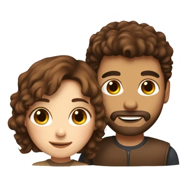 A beautiful brown-haired girl with a hairy brown-haired man Together sticker