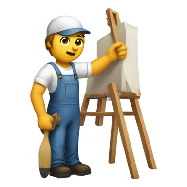 A painter with the word no on a canvas sticker