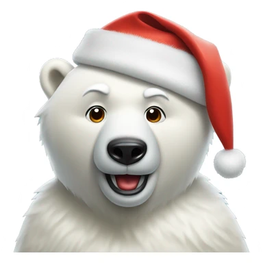 Polar bear wearing Santa hat with coke cola  sticker