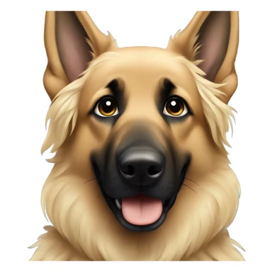 dark german shepherd with cute blonde girl wavy hair sticker