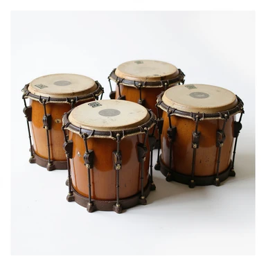 a set of four timpani drums, realistic style sticker