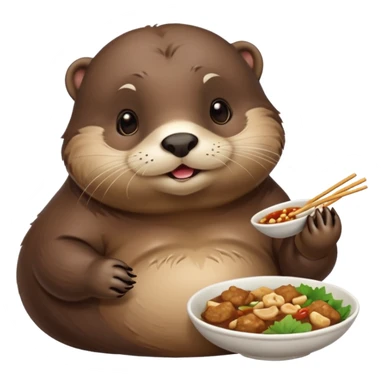 generate a super fat cute otter eating chinese food from a place called taverne de zhao sticker