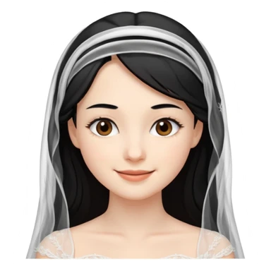 bride, black hair, brown eyes, vale, with smile sticker