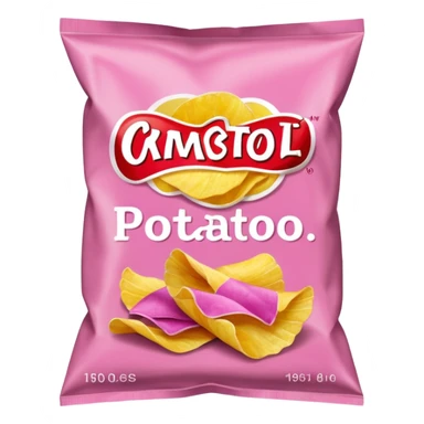 Pink bag of potato chips sticker