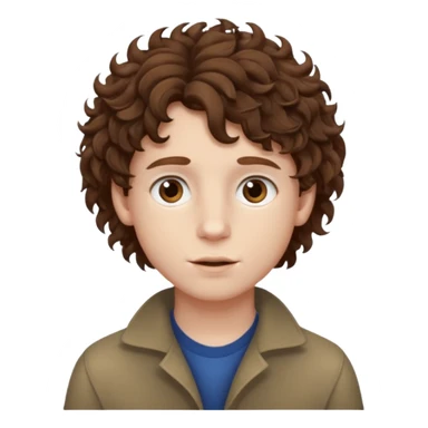 boy,  brown hair, curly hair, brown eyes, pale skin, , hair sticker