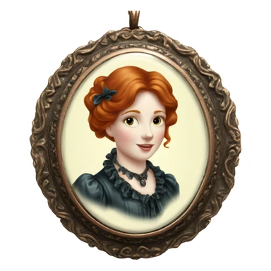 victorian cameo locket redhead  sticker