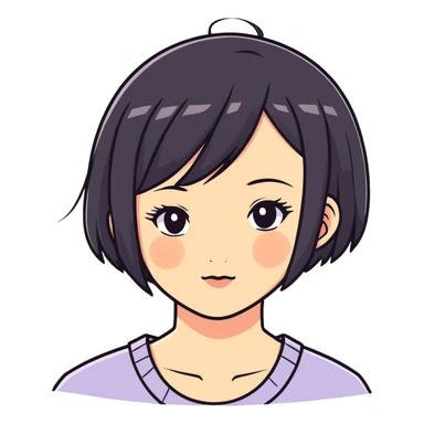 Asian girl with short black hair sticker