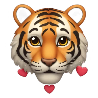 tiger face with 3 hearts sticker