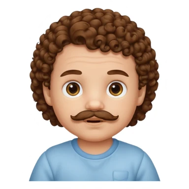curly hair mustashed baby sticker