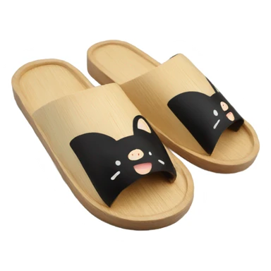 Japan wooden slippers black sticker
