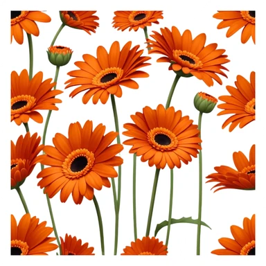 single Burnt Orange Gerbera Daisy, straight stem sticker