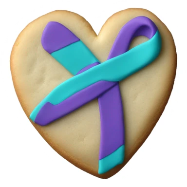 Purple teal Suicide awareness ribbon, heart cookie sticker