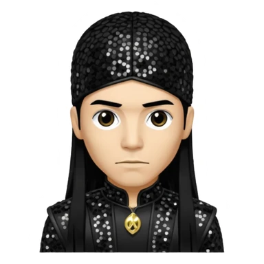 Taboo from Black Eyed Peas with long black hair, black sequin outfit  sticker