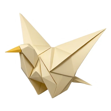Cinematic Realistic depiction of an elegant origami creation, rendered with delicate paper textures and intricate folds, set on a minimalist background with soft, diffuse lighting that accentuates its artistic precision sticker