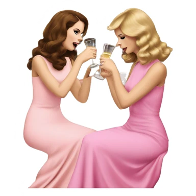 Lana del Rey & Taylor Swift drinking champagne pink dress sticker