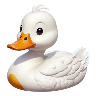 A 3D cartoon duck floating on a calm pond, soft ripples, rounded features, vibrant colors, cute and happy face, Memoji-style lighting. sticker