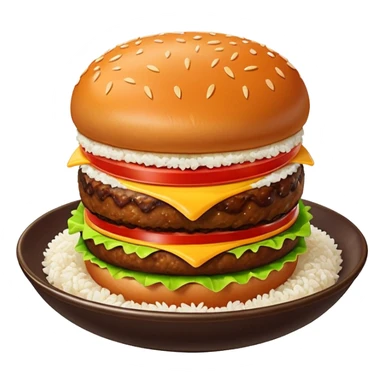 I want a burger patty without bun, lettuce, cheese, tomato, etc on a bowl of rice.  sticker