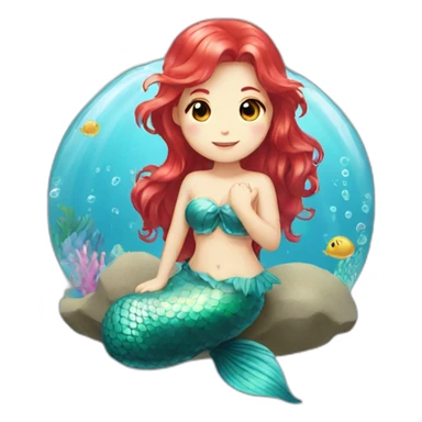red haired cute kawaii mermaid sticker