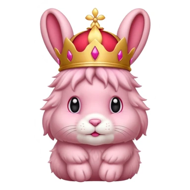 pink bunny with red crown sticker