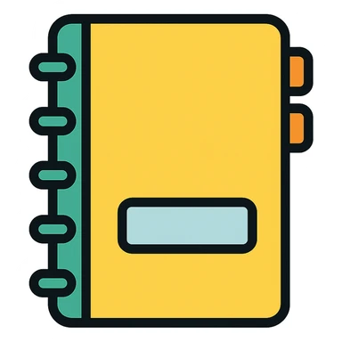 notebook icon with color outline and black outlines sticker