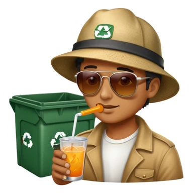 Man sipping a drink while a dumpster is on fire in the background sticker