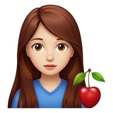 long hair girl with cherry brown color hair sticker