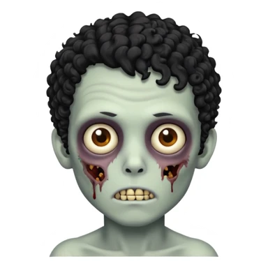 Um garoto zumbi com o cabelo preto cacheado e olhos castanhos sticker