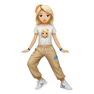 Hiphop dancer, with cute big pants, sneakers, and t-shirt. White girl blond sticker