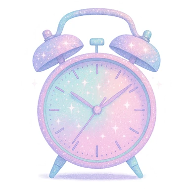 sparkly pastel alarm clock sticker